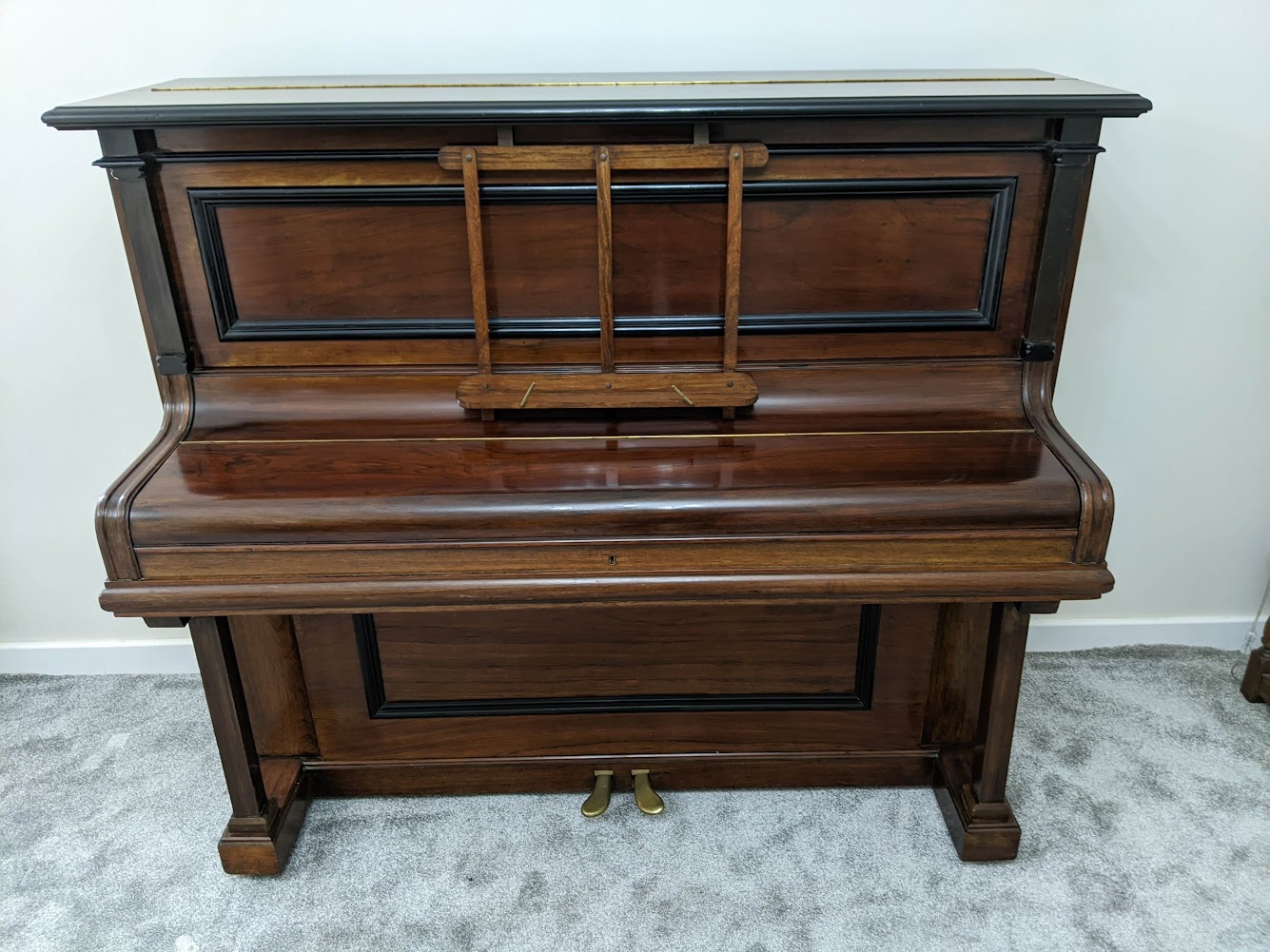 Bluthner c1896 Upright Piano with lid closed