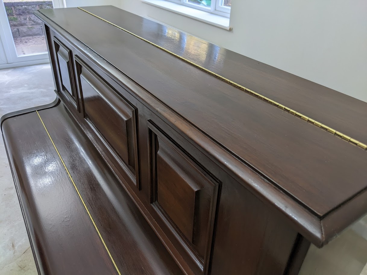 close up of Casework of the Ernst Krauss Upright Piano