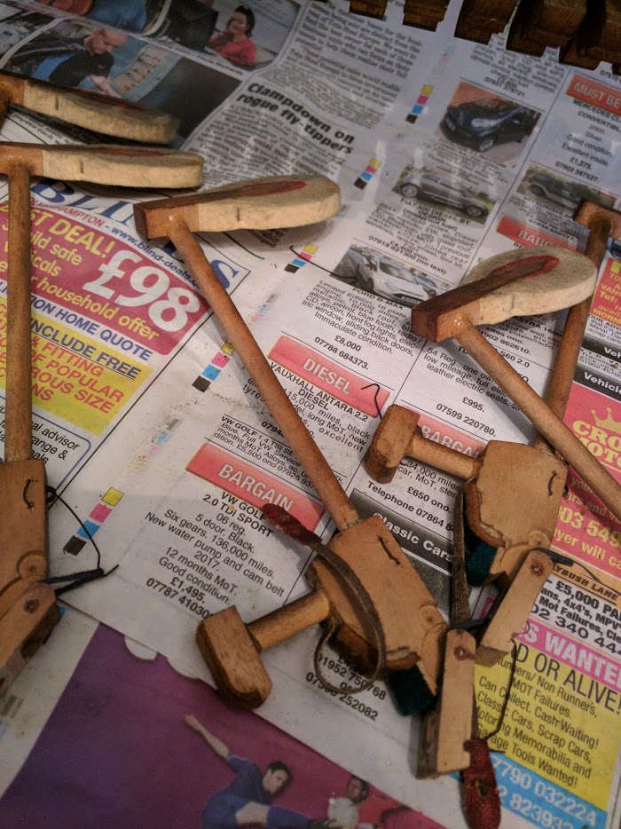 deteriorated piano action parts - ready for restoration