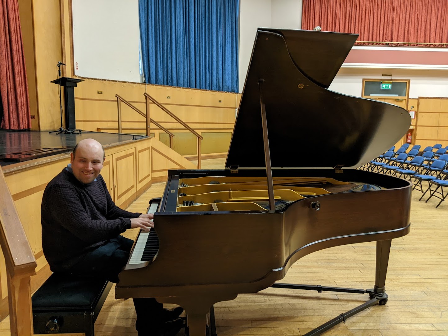 Matthew Tuning the Bluthner Grand Piano at Dudley College