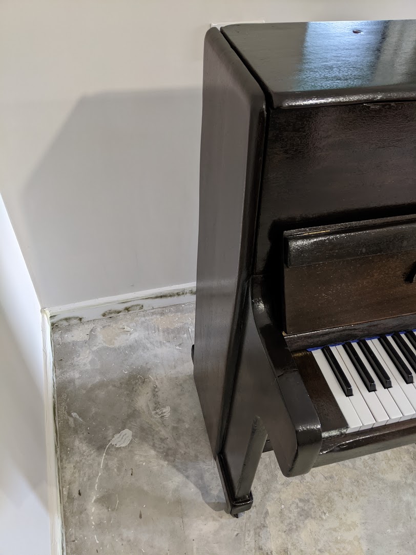 Side view of the c1975 Welmar Upright Piano