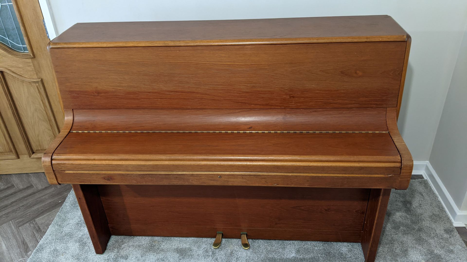 View of the Welmar Upright Piano with lid closed c1973