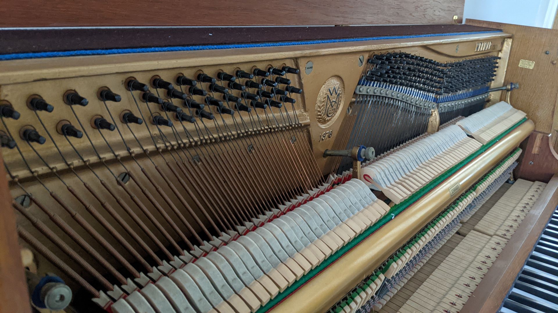 Inside view of the Welmar Upright Piano c1973